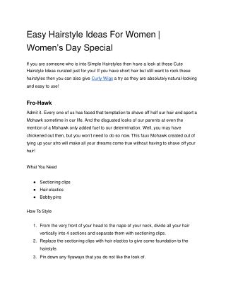 Easy Hairstyle Ideas For Women | Women’s Day Special