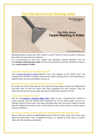 Top 5 Important Questions Regarding Carpet Washing in Dubai