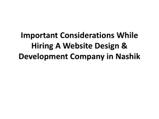 Important Considerations While Hiring A Website Design & Development Company in Nashik