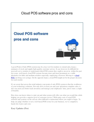 Cloud POS software pros and cons