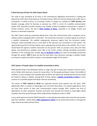 A Brief Overview Of How The VSAT System Works