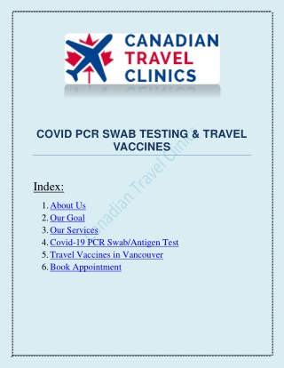 COVID PCR Swab Testing and Travel Vaccines - Canadian Travel Clinics