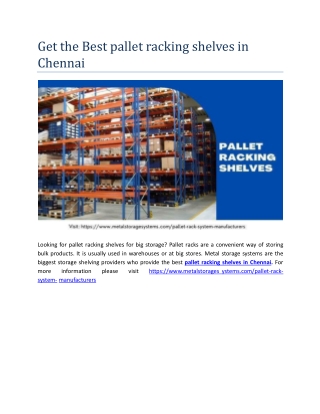Get the Best pallet racking shelves in Chennai