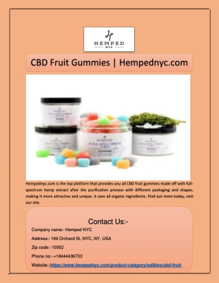 CBD Fruit Gummies | Hempednyc.com