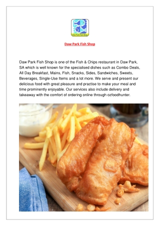 5% Off - Daw Park Fish Shop Menu | Fish And Chip Daw Park, SA