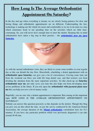 How Long Is The Average Orthodontist Appointment On Saturday?
