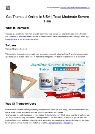 Get Tramadol Online In USA | Treat Moderate Severe Pain