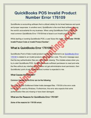 QuickBooks POS Error 176109: Invalid Product Number