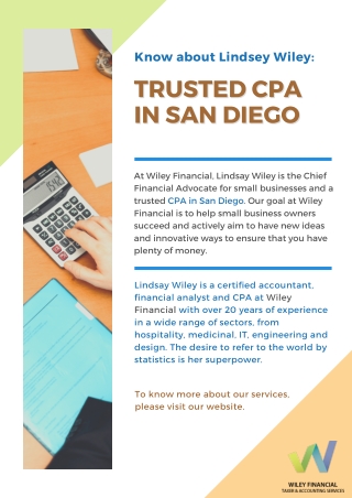 Know About Lindsay Wiley: Trusted CPA in San Diego