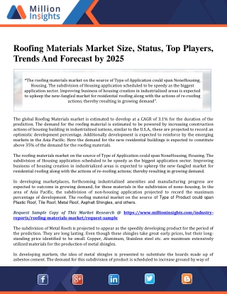 Roofing Materials Market Size, Status, Top Players, Trends And Forecast by 2025