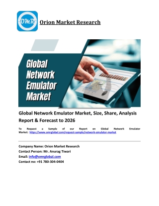 Global Network Emulator Market Trends, Size, Competitive Analysis and Forecast 2020-2026