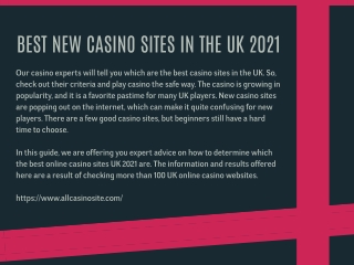 Best New Casino Sites in the UK 2021 – Our Experts Ratings