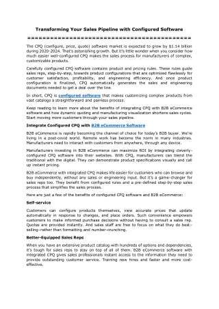 Transforming Your Sales Pipeline with Configured Software