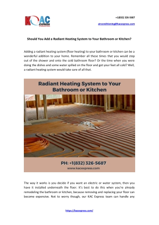 Should You Add a Radiant Heating System to Your Bathroom or Kitchen?