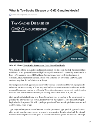 Tay Sachs Disease Or Gm2 Gangliosidosis Market