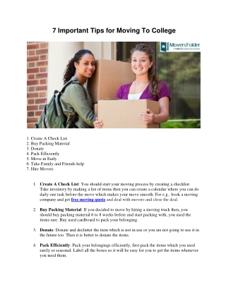 10 Important Tips for Moving To College