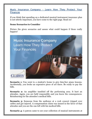 Music Insurance Company - Learn How They Protect Your Finances