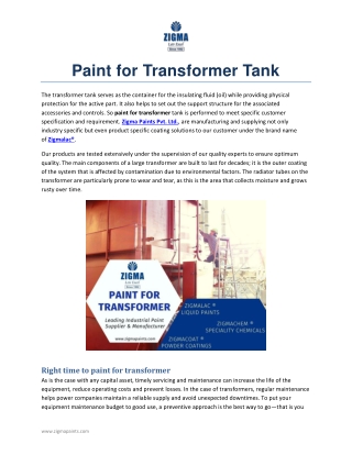 Paint for Transformer Tank