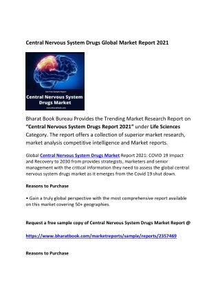 Global Central Nervous System Drugs Market Forecast 2021