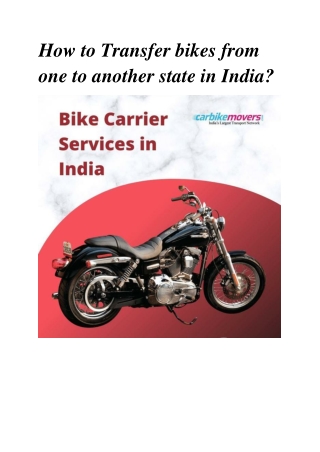 How to Transfer bikes from one to another state in India?