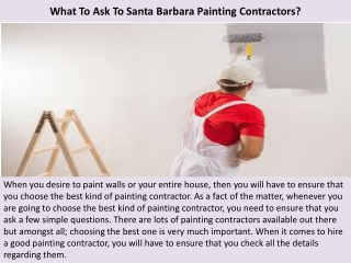 What To Ask To Santa Barbara Painting Contractors?