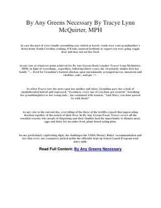 By Any Greens Necessary By Tracye Lynn McQuirter, MPH