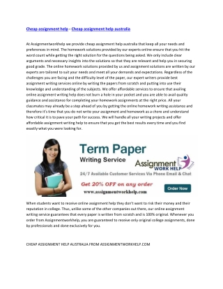 Cheap assignment help - Cheap assignment help australia