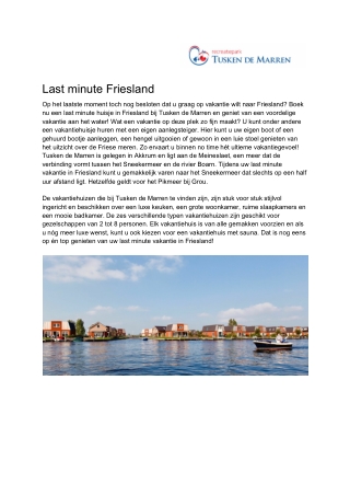 Tusken de Marren - Last minute Friesland