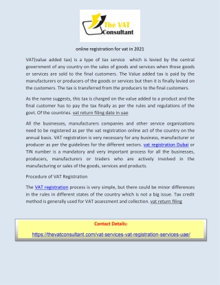 online registration for vat in 2021