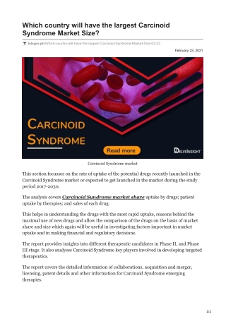 Which country will have the largest Carcinoid Syndrome Market Size?