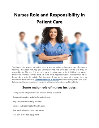 The position of nurses and accounting for patient care