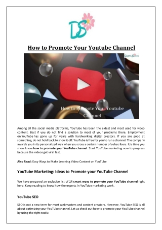 How to Promote Your Youtube Channel