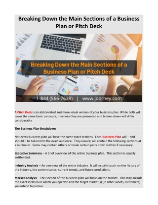 Breaking Down the Main Sections of a Business Plan or Pitch Deck