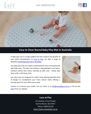 Easy to Clean Round Baby Play Mat in Australia