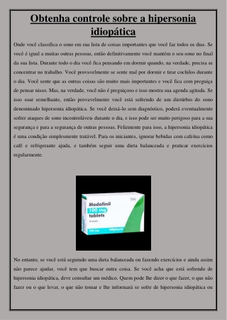 Obtenha controle sobre a hipersonia idiopática