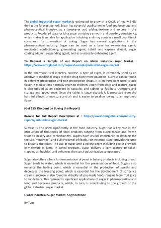 Global Industrial Sugar Market  Size, Segmentation, Share, Forecast, Analysis, Industry Report to 2020-2026