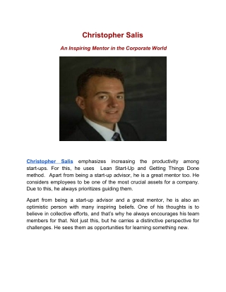 Christopher Salis: An Inspiring Mentor in the Corporate World