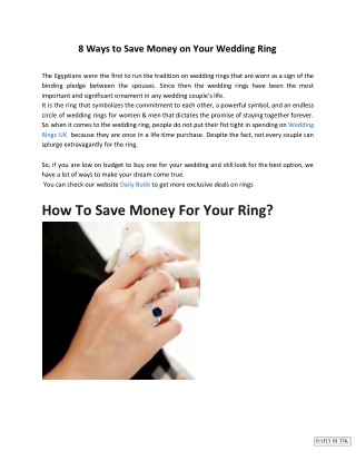 8 Ways to Save Money on Your Wedding Ring UK