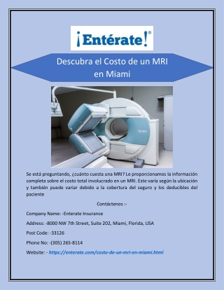 Descubra el Costo de un MRI en Miami