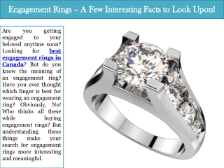 Engagement Rings – A Few Interesting Facts to Look Upon