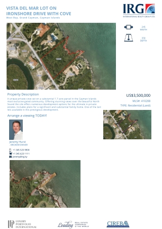 Vista Del Mar Lot on Ironshore Drive with Cove - 410208 - Residential Land in The Cayman Islands