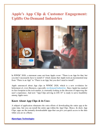 Apple’s App Clip & Customer Engagement: Uplifts On-Demand Industries