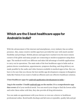 Which are the 5 best healthcare apps for Android in India?