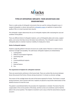 Types Of Orthopedic Implants: Their Advantages And Disadvantages | Miraclus
