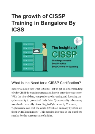 The growth of CISSP Training in Bangalore By ICSS