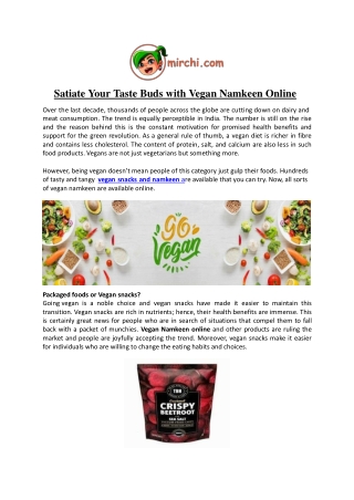 Satiate Your Taste Buds with Vegan Namkeen Online