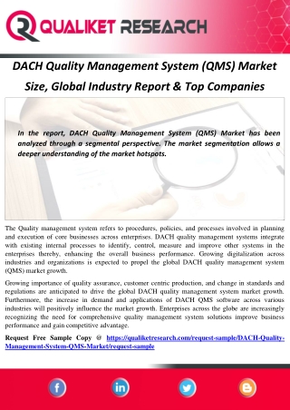 DACH Quality Management System (QMS) Market Size, Global Industry Report & Top Companies