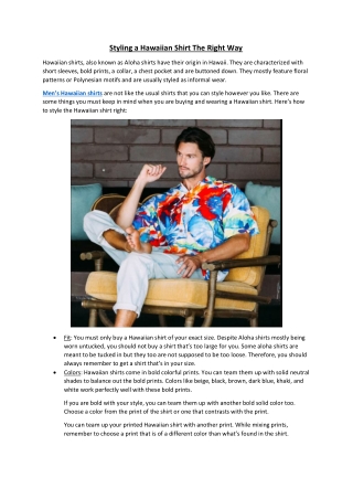 Styling a Hawaiian Shirt The Right Way