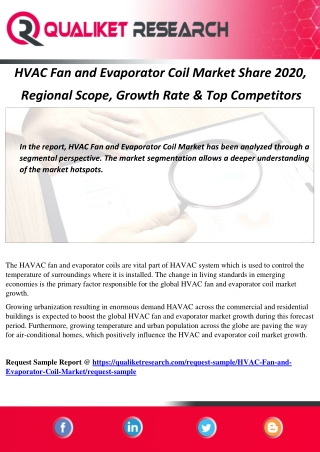 HVAC Fan and Evaporator Coil Market Share 2020,  Regional Scope, Growth Rate & Top Competitors