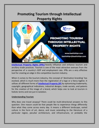 Promoting Tourism through Intellectual Property Rights